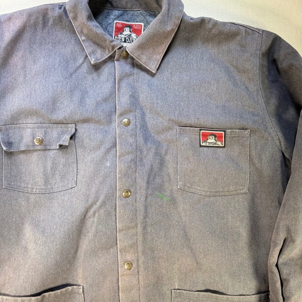 Ben Davis Men XL Blanket Lined Chore Jacket Gray Snap Front Work Coat Heavy Duty